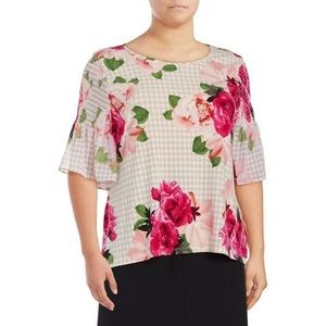 Calvin Klein Floral Flutter-Sleeve Blouse 🌸